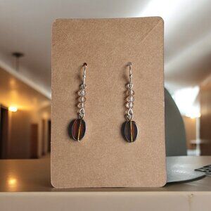 Handmade Dangle Earrings Glass Beads and Brown Oval Stones for Women Jewelry